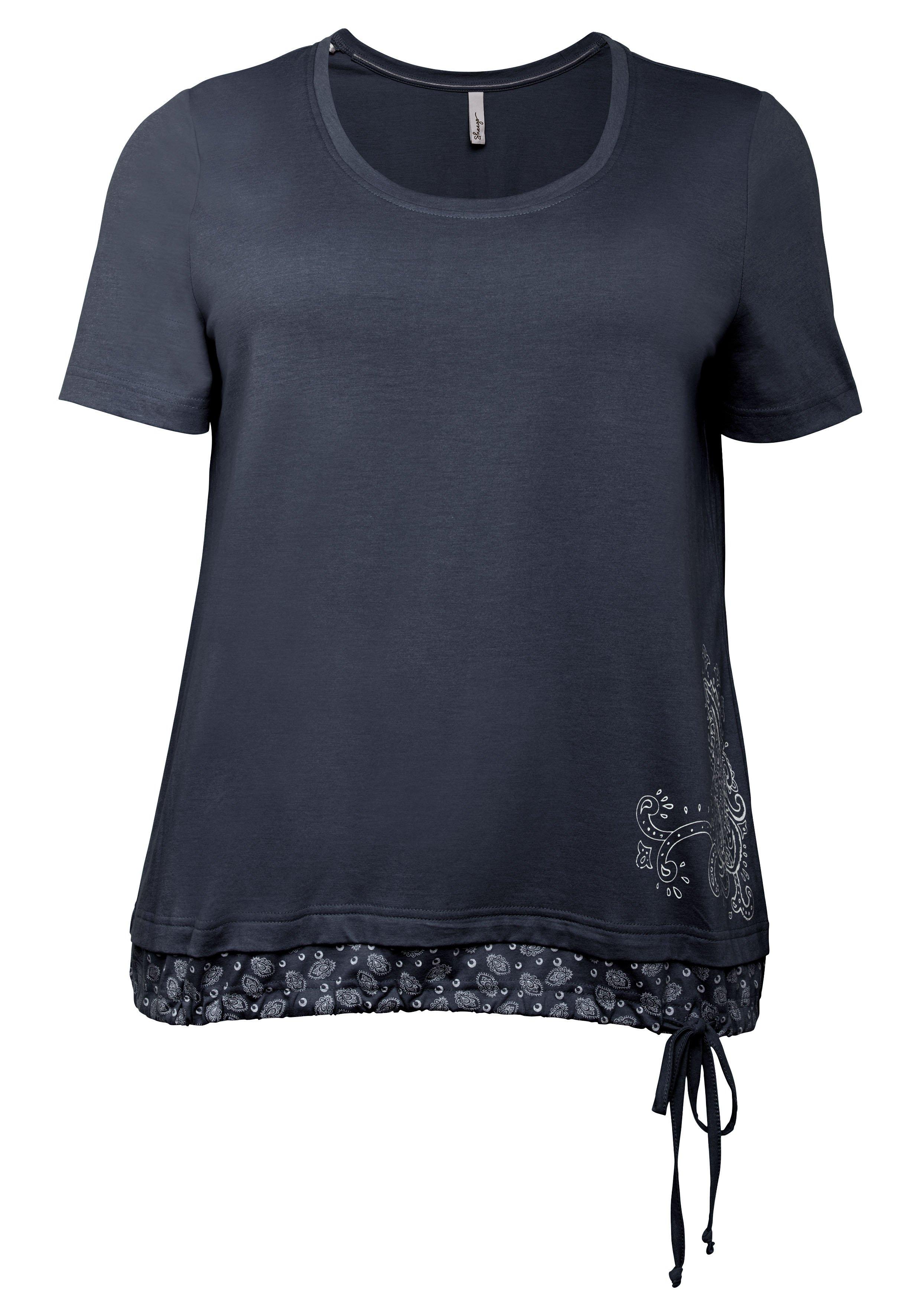 Shirt in 2-in-1-Optik mit Print und Tunnelzug