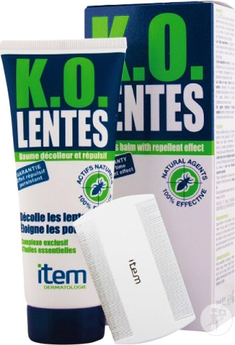 Item K.O. Lentes Baume Décolleur Et Répulsif 100ml + Peigne 1 Pièce
