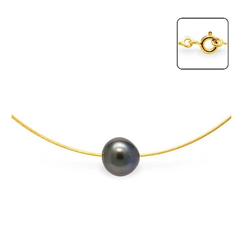 Collier ras du cou Femme Cable en Or Jaune 750/1000 et Perle de Tahiti