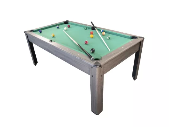 Billard Américain AMBIANCE 7Ft - 226,5 x 126,5 x 80 cm avec accessoires et plateau dînatoire - Gris