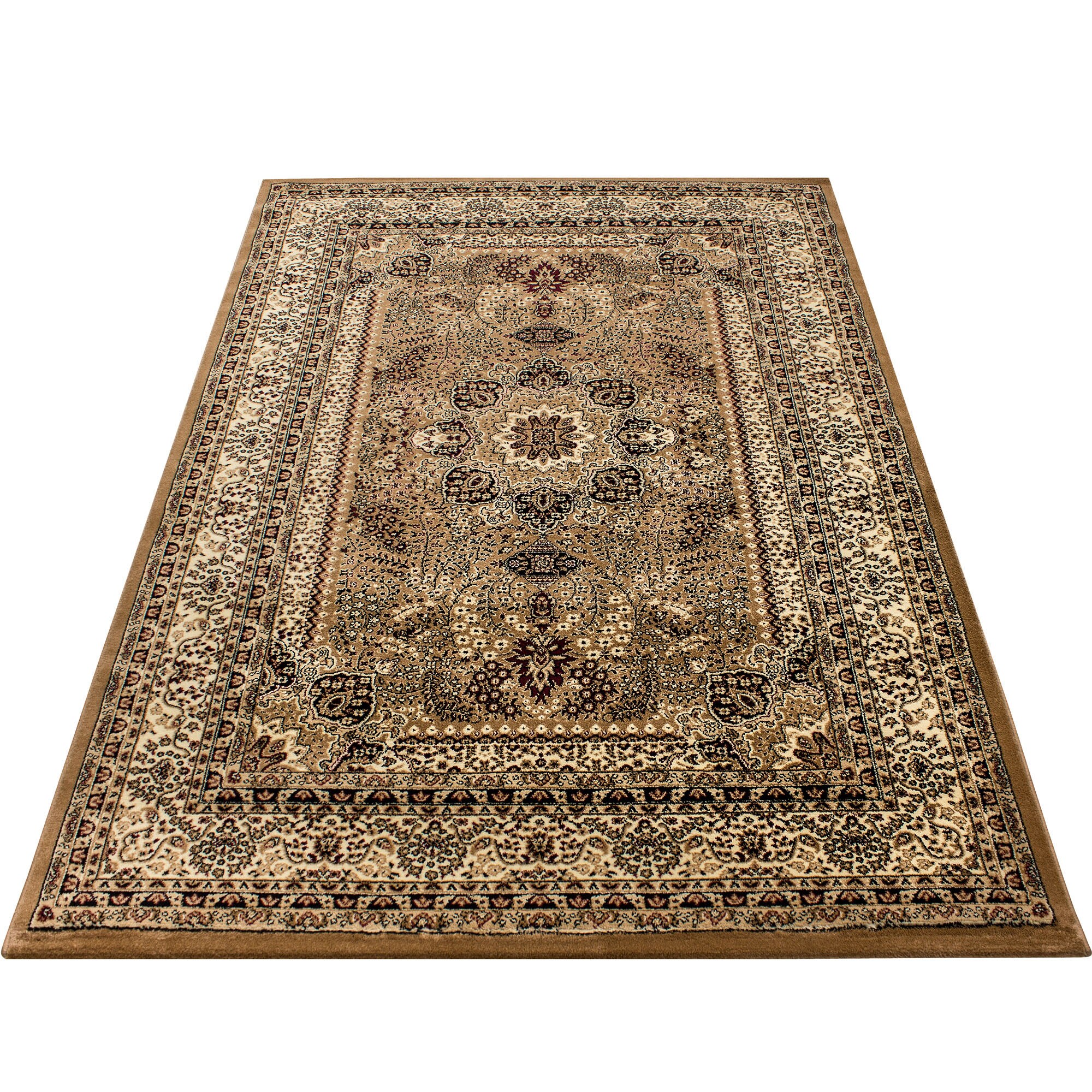 Orientalischer Kurzflor Teppich: Traditioneller Orientteppich im floralen Ornamentstil – Rechteckiger Blickfang für Ihr Zuhause, Pflegeleicht und stilvoll im Wohnzimmer