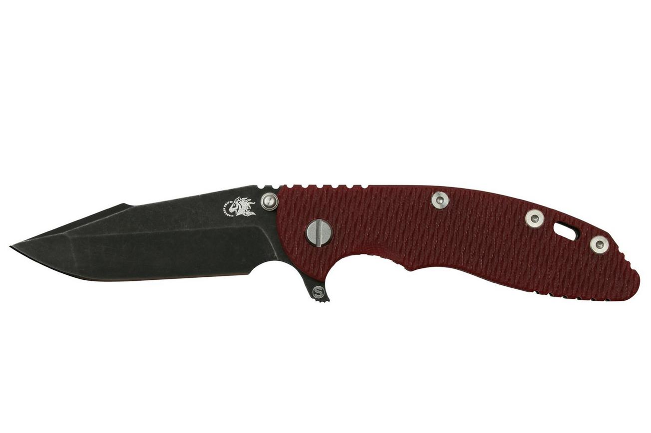 Rick Hinderer XM-18 3.5” Skinny Harpoon Spanto, Battle Black, Red G10, zakmes