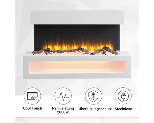Elektrische haard Balderia Nikos wit 2000 watt incl. afstandsbediening
