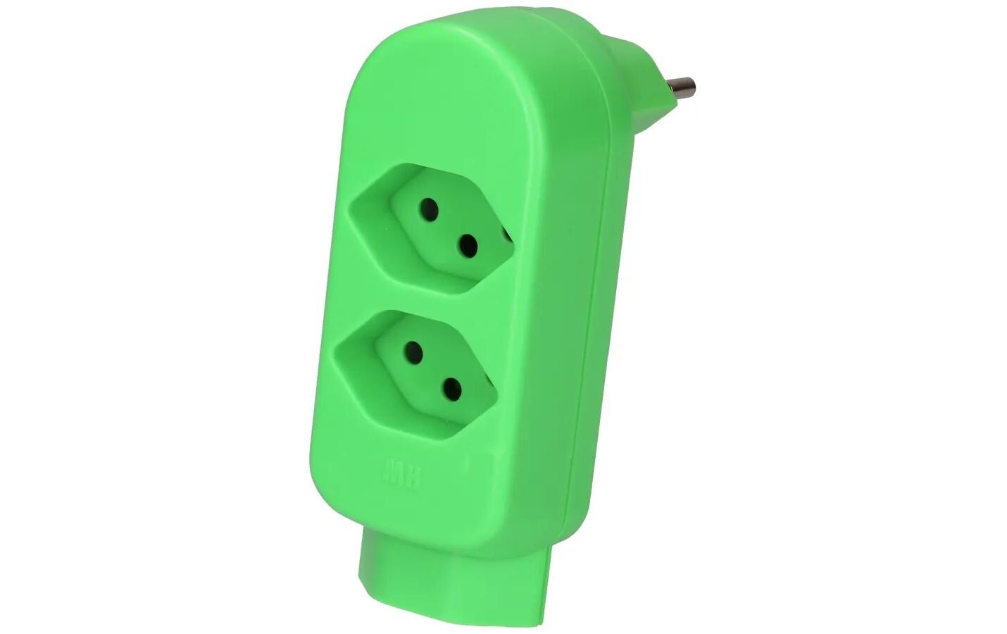 Mehrfachstecker maxADAPT BS 2 + 1 x T13, Fl-GrünDrehbarer Abzweigstecker mit drei Typ13 Steckdosen und erhöhtem Berührungsschutz, 230 V/10 A