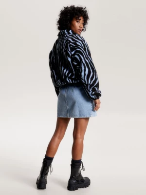 Jaqueta Sherpa acolchoada com estampa de zebra
