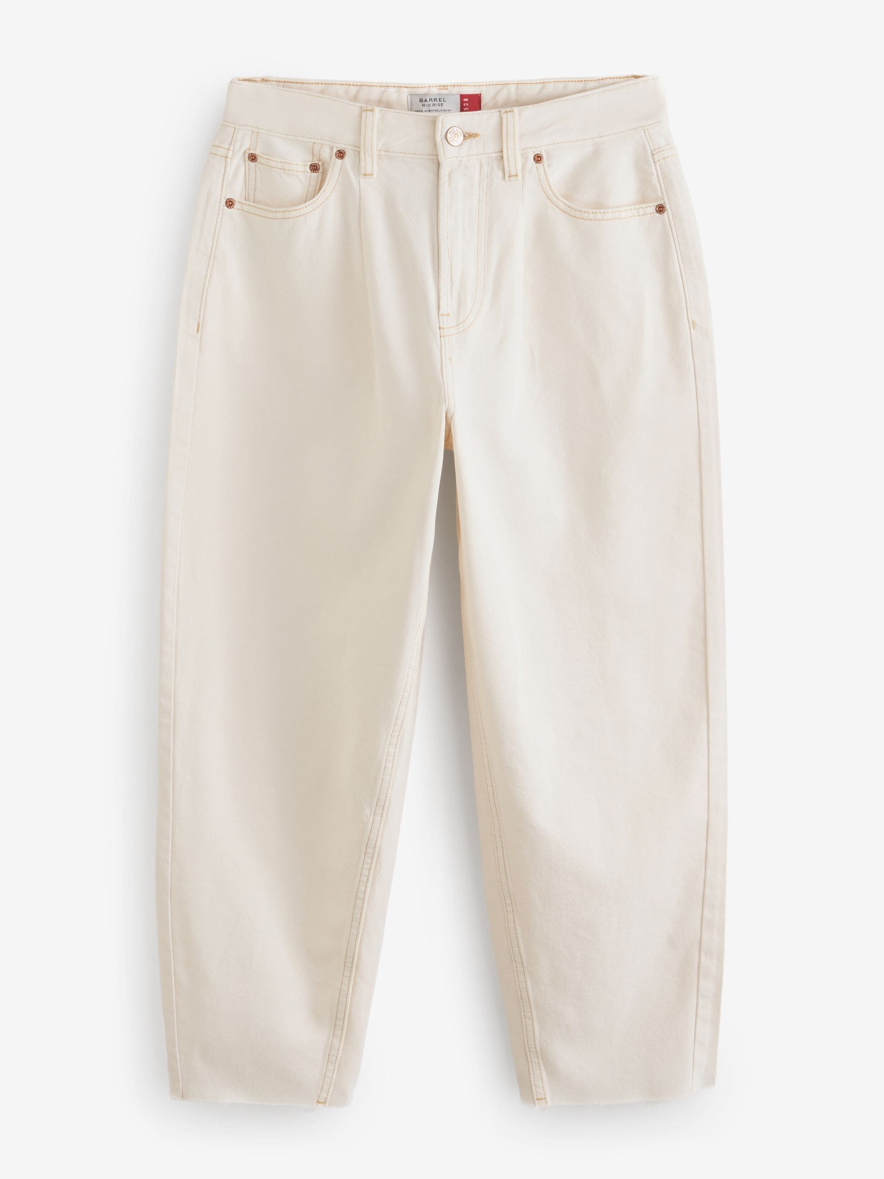 Ecru - Cropped Barrel jeans met ronde pijpen