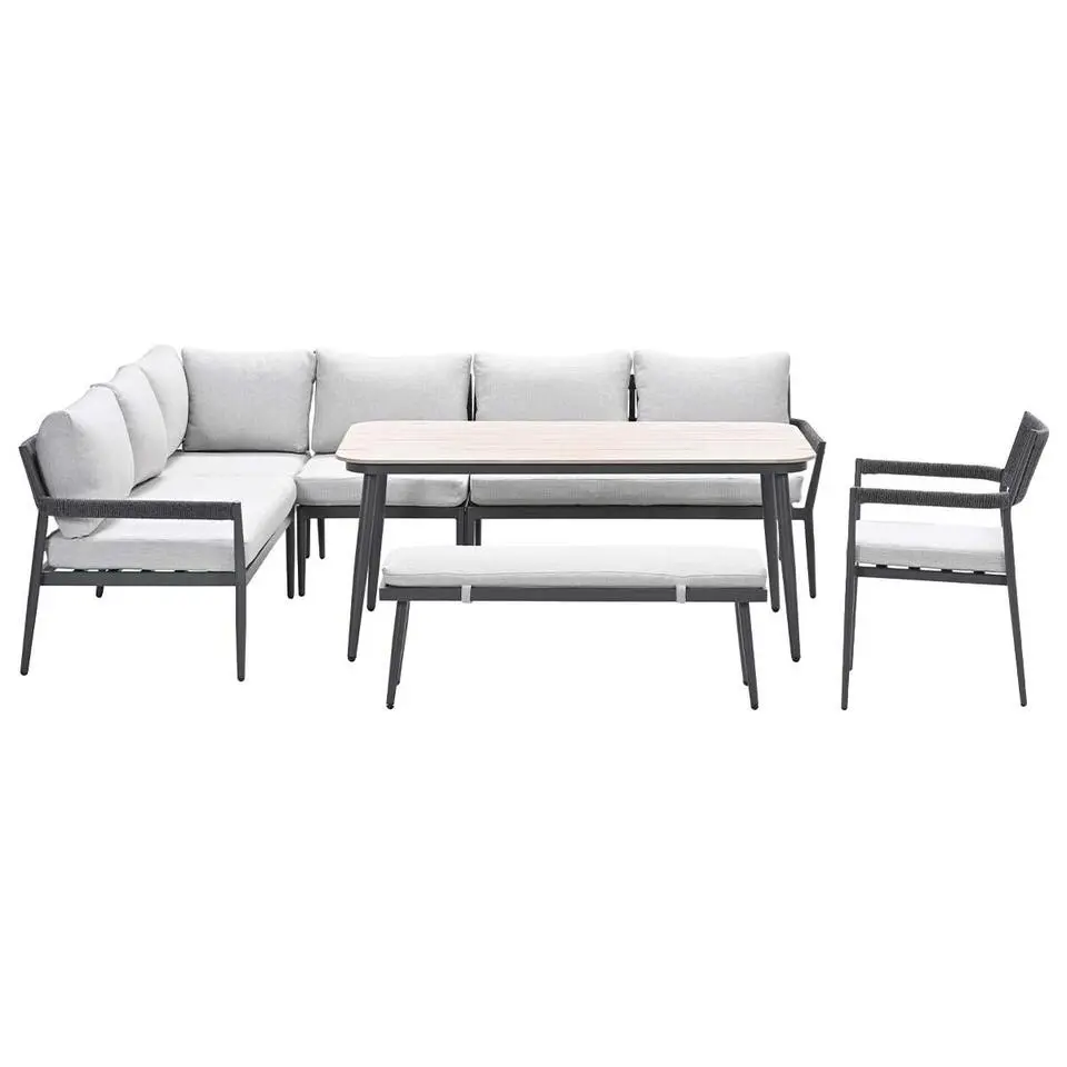 Garden Impressions Tineo lounge dining set 7-delig - donker grijs