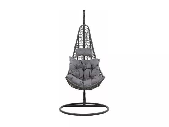 fauteuil suspendu balancelle de jardin soleil métal-pp-coussin gris 103x83x200cm