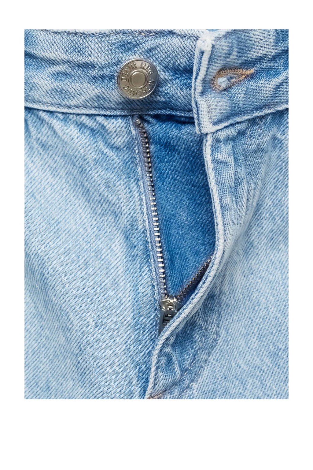 MANGO TEEN straight leg jeans met sterren lichtblauw
