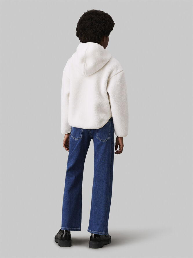 Calvin Klein SHERPA FLEECE ZIP THROUGH HOODIE Ivory