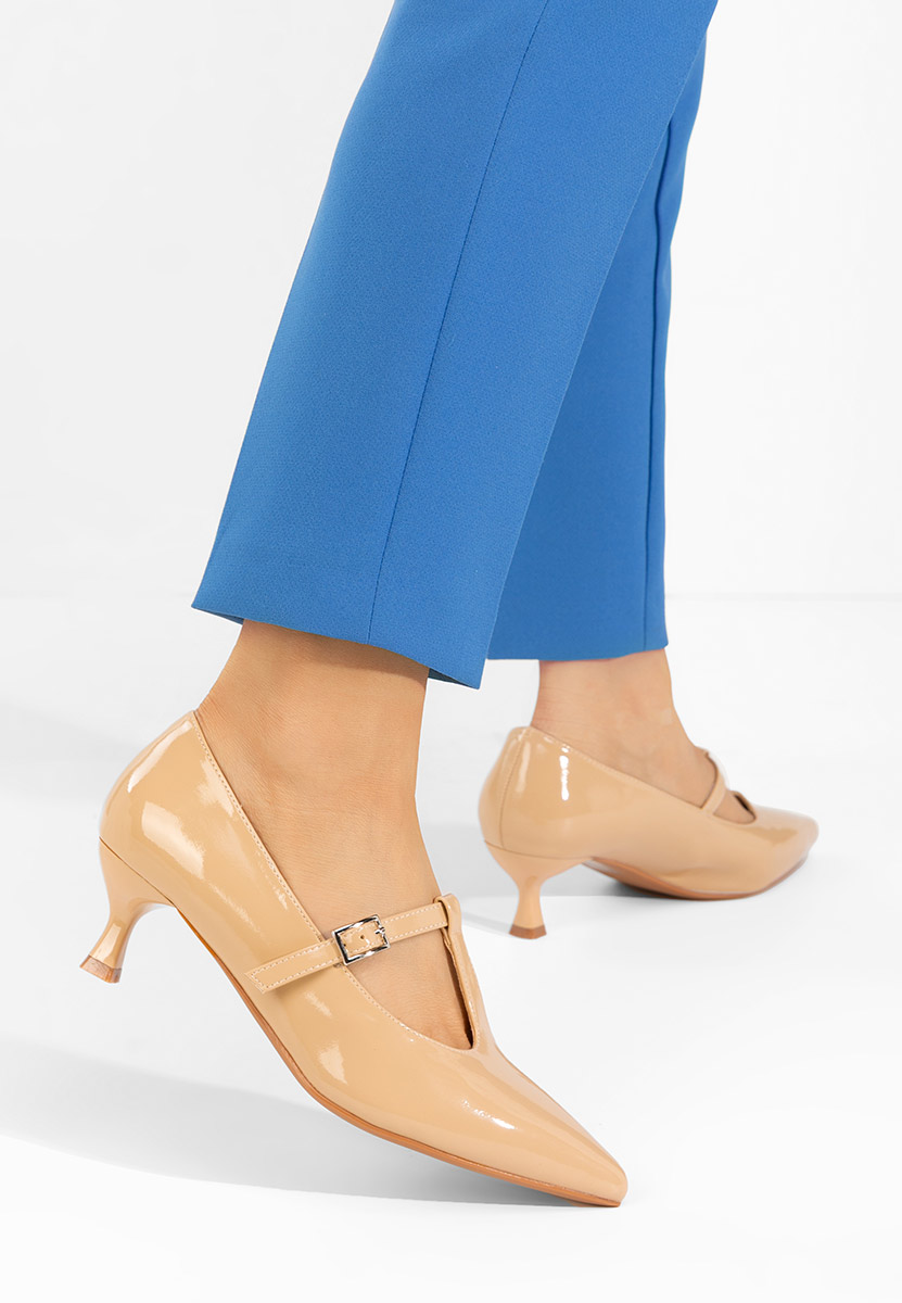 Chaussures à talon fin beige Caty