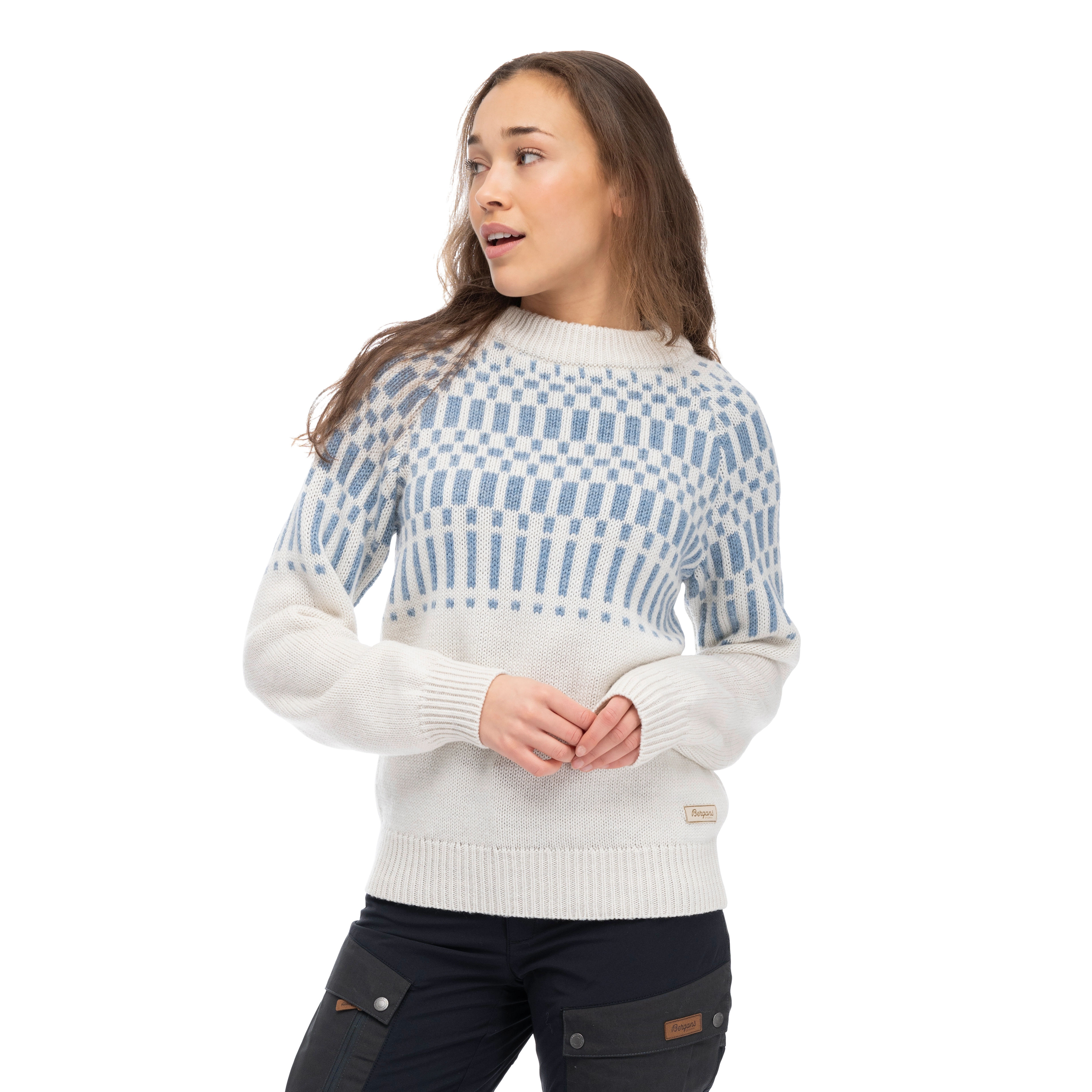 Nordmarka Merino Jumper Women Vanilla White / Husky Blue