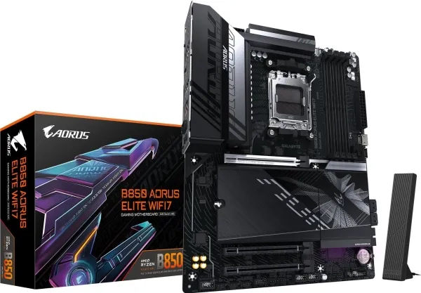 AORUS B850 ELITE WIFI7 - Bundkort - ATX - Socket AM5 - AMD B850 Chipset - USB-C 3.2 Gen 2x2, USB-C 3.2 Gen2, USB 3.2 Gen 2, USB 3.2 Gen 1 - Bluetooth, Wi-Fi 7, 2.5 Gigabit LAN - onboard grafik (CPU påkrævet) - HD Audio (8-kanaler)