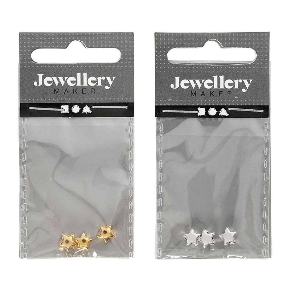 6 perles métalliques étoile 5 mm - argenté et doré