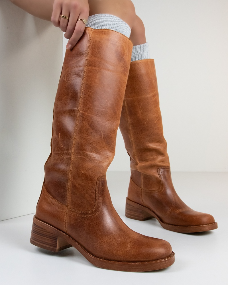 Nelson Hoge laarzen  - cognac