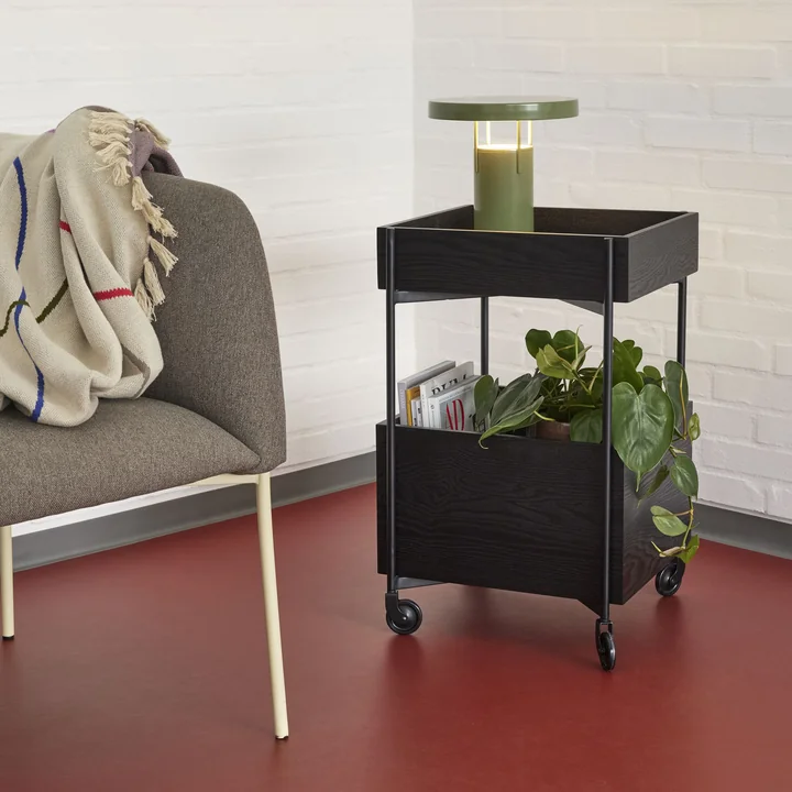 Hübsch Interior - Fresh Trolley, H 70 cm, khaki / burgundy