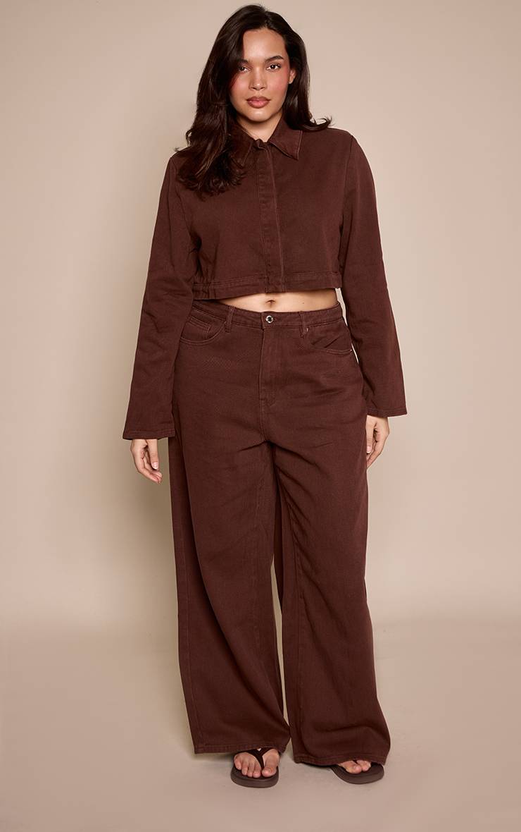 Chocolat Jean Grande Taille Chocolat Jambe Large Couture Contrastante