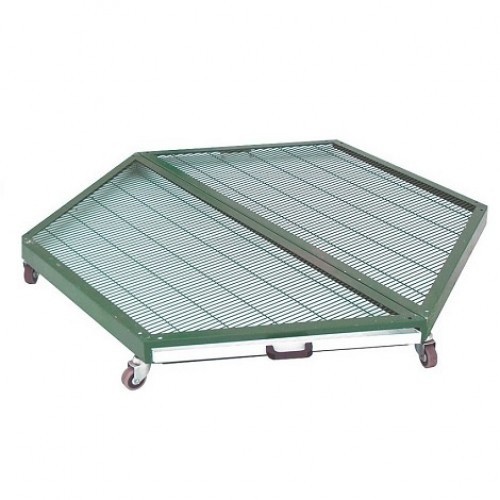 Base para viveiro com 6 lados, laqueada em verde.