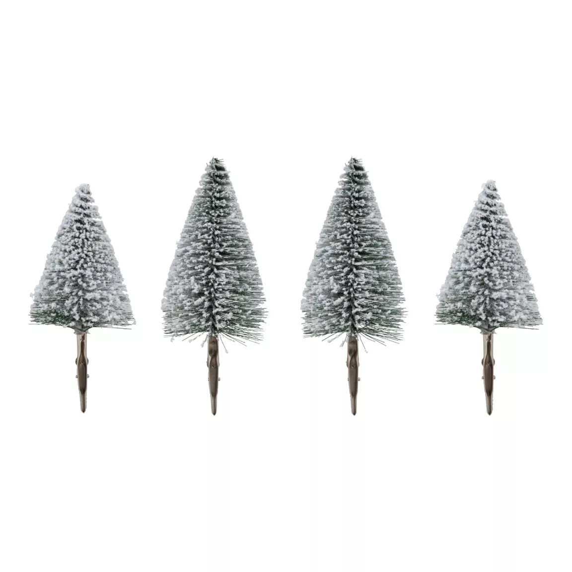 Lot de 4 sapins sur pince (H16-H13 cm) Forêt enchantée Vert enneigé