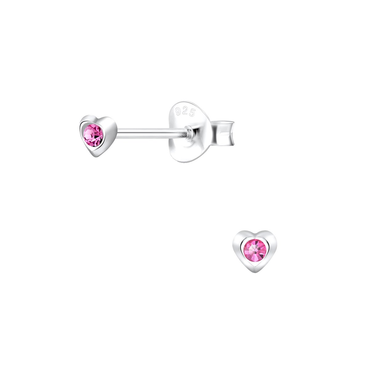 Boucles d'oreilles Coeur en argent 925 avec oxyde de zirconium rose