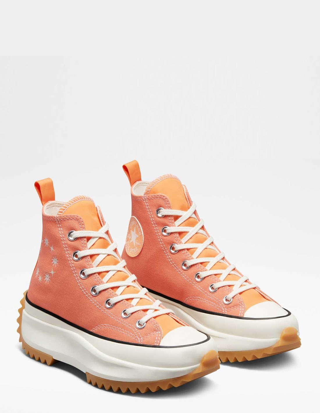 converse Sneakers compensées montantes femme run star hike hi rose orange avec motifs