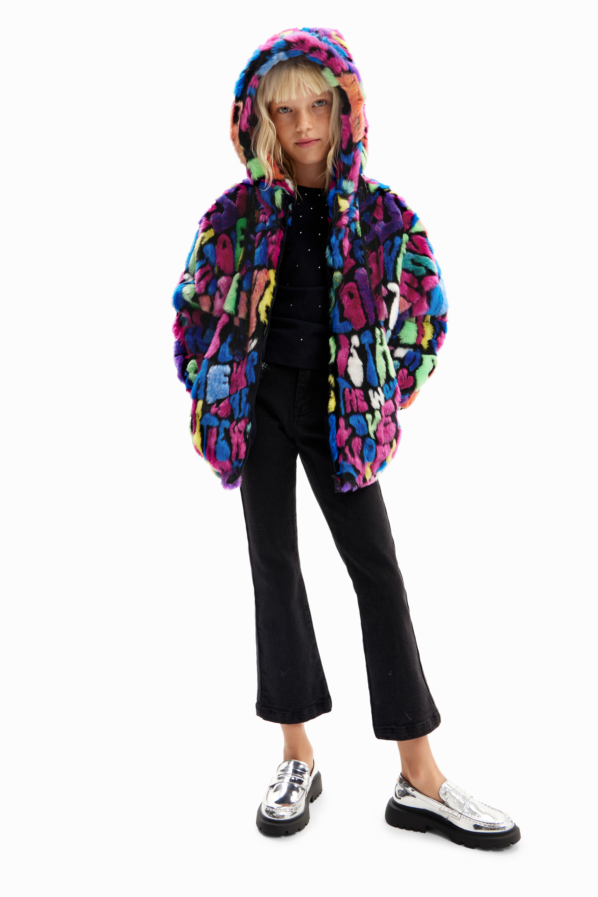 Jaqueta com efeito de cabelo multicolorido