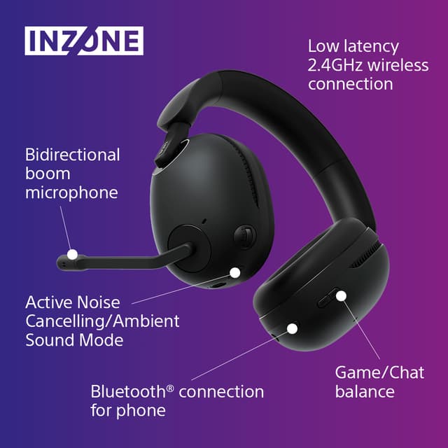 Sony Inzone H9 trådløse gaming-høretelefoner (sort)