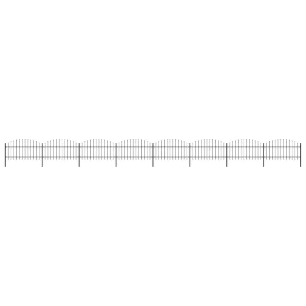 vidaXL Hagegjerde med spydtopp stål (1-1,25)x13,6 m svart