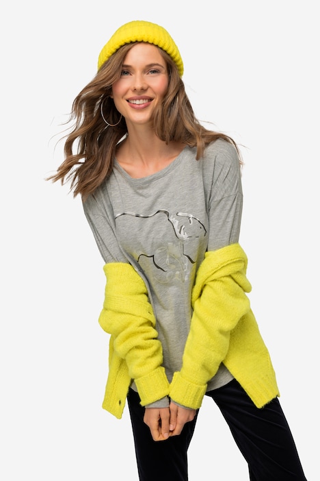 T-Shirt, oversized, Eisbär, Rundhals, Langarm