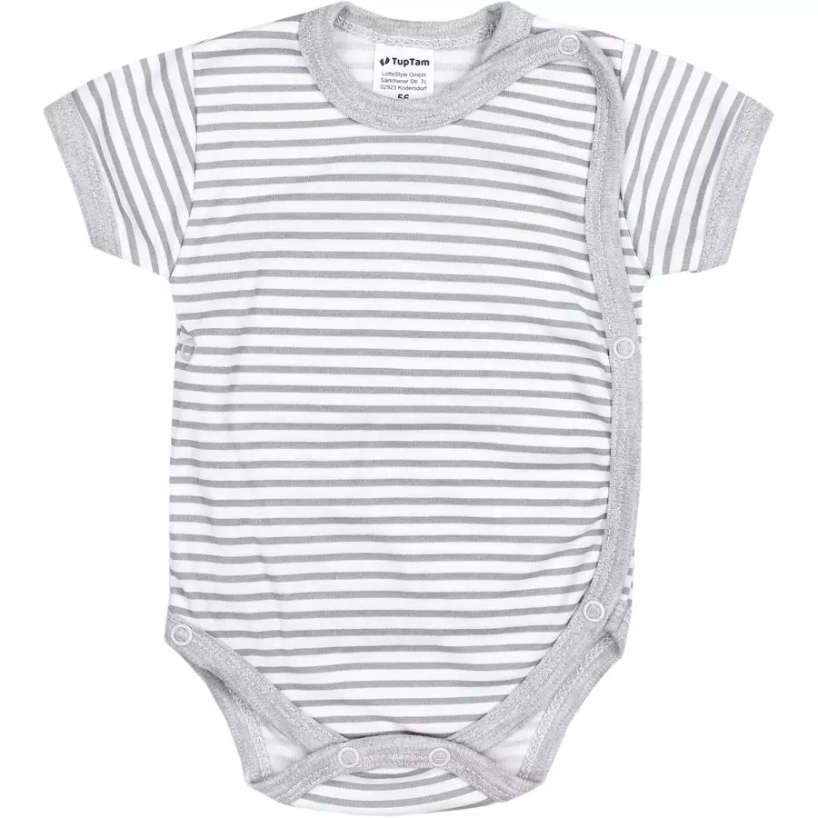 TupTam Baby Jungen Kurzarm Wickelbody 5er Set grauweiß