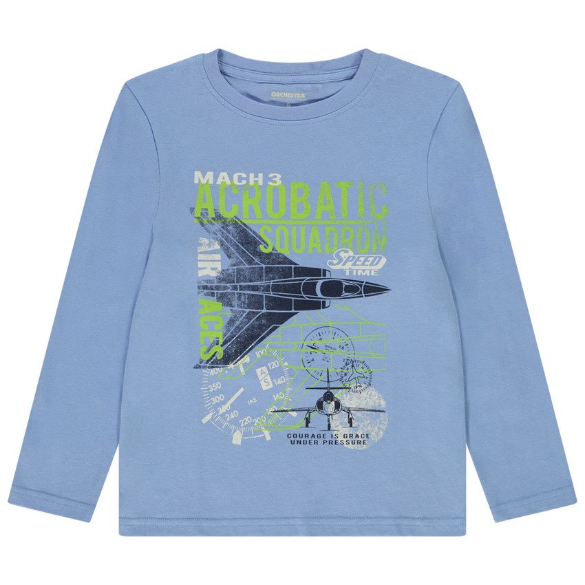 T-shirt manches longues print fantaisie pour garçon - Bleu