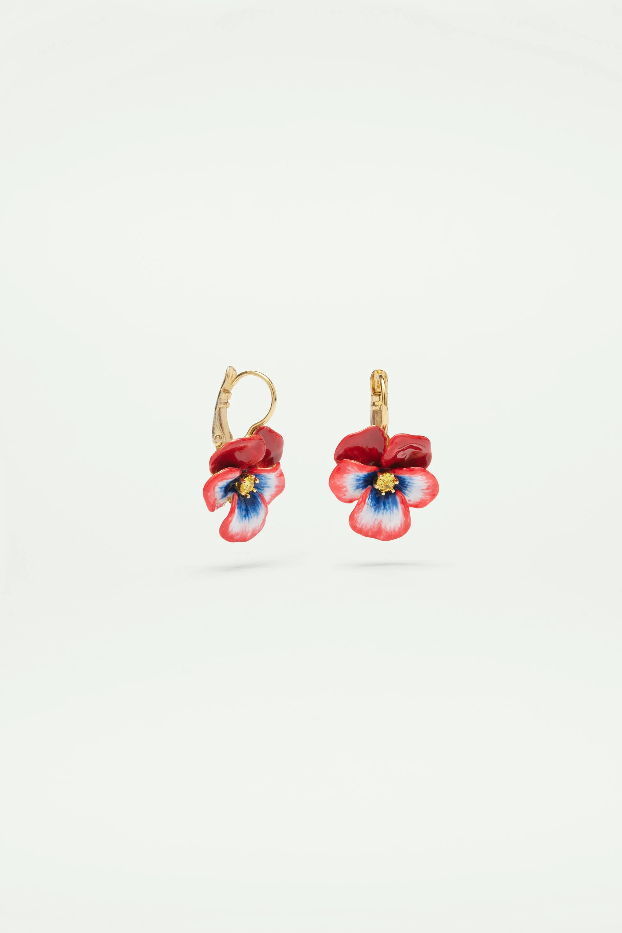 Boucles d'oreilles dormeuses penséeet cristal taillé | Rouge