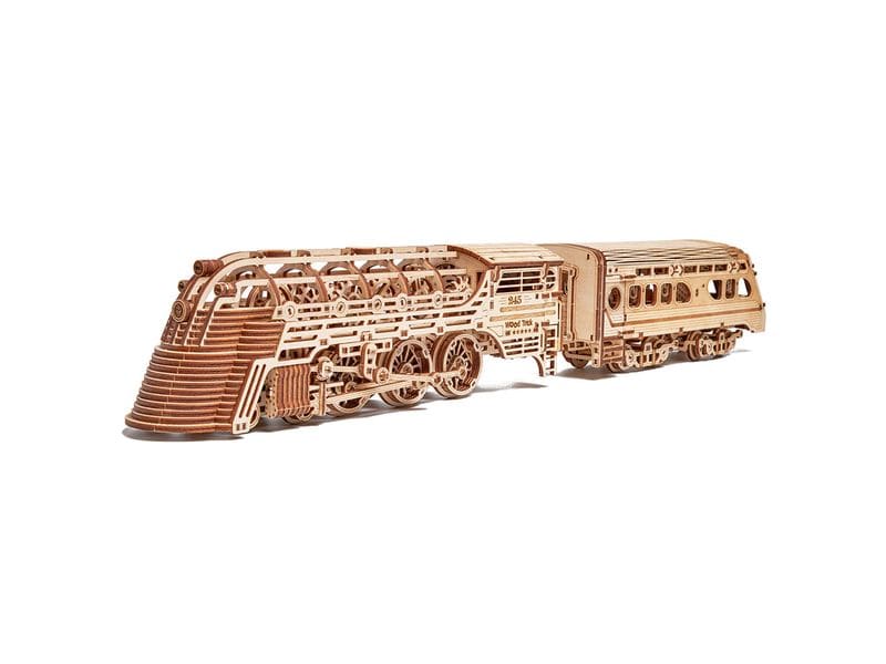 WoodTrick Bausatz Atlantic Express-Zug Zug mit Personenwagen, 3D-Bausatz aus Holz