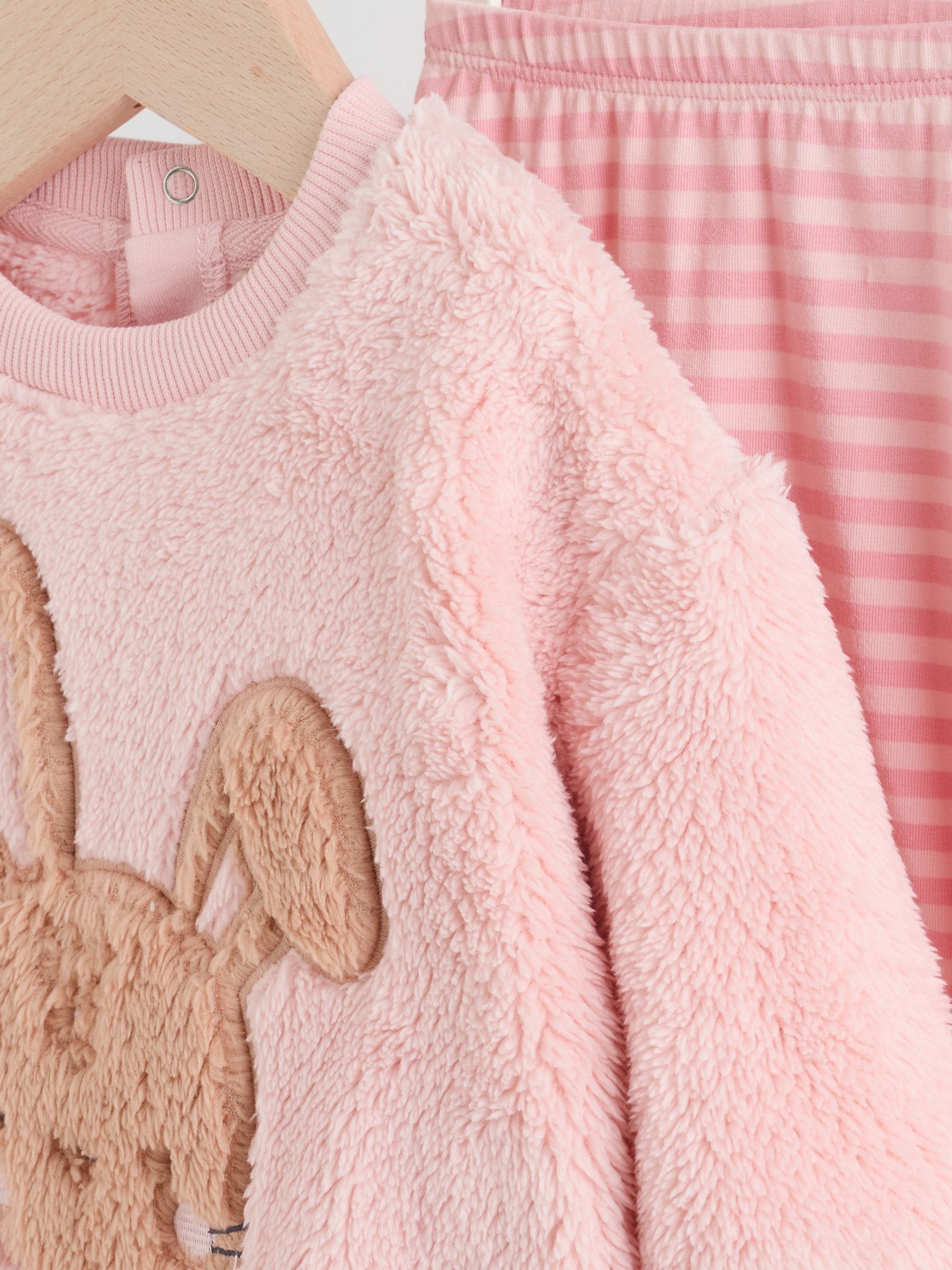 Roze met konijnen - 2 -delige Set van Fleece Tops en Leggings voor Baby''s (0mnd-2jr)