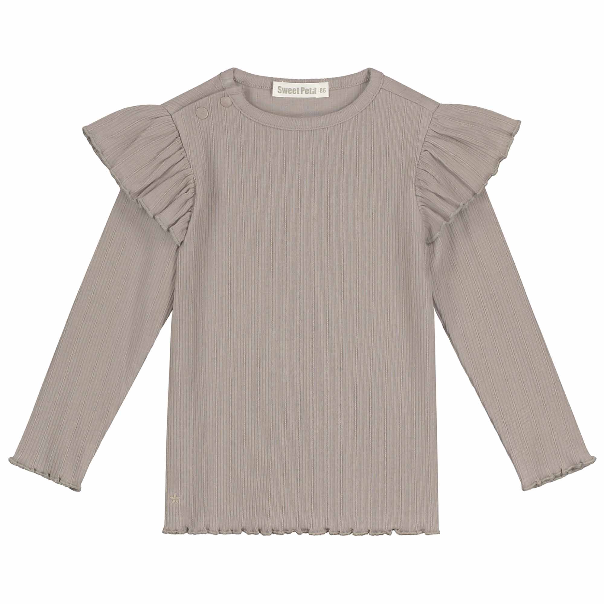 Sweet petit baby shirt Meave lange mouwen effen taupe