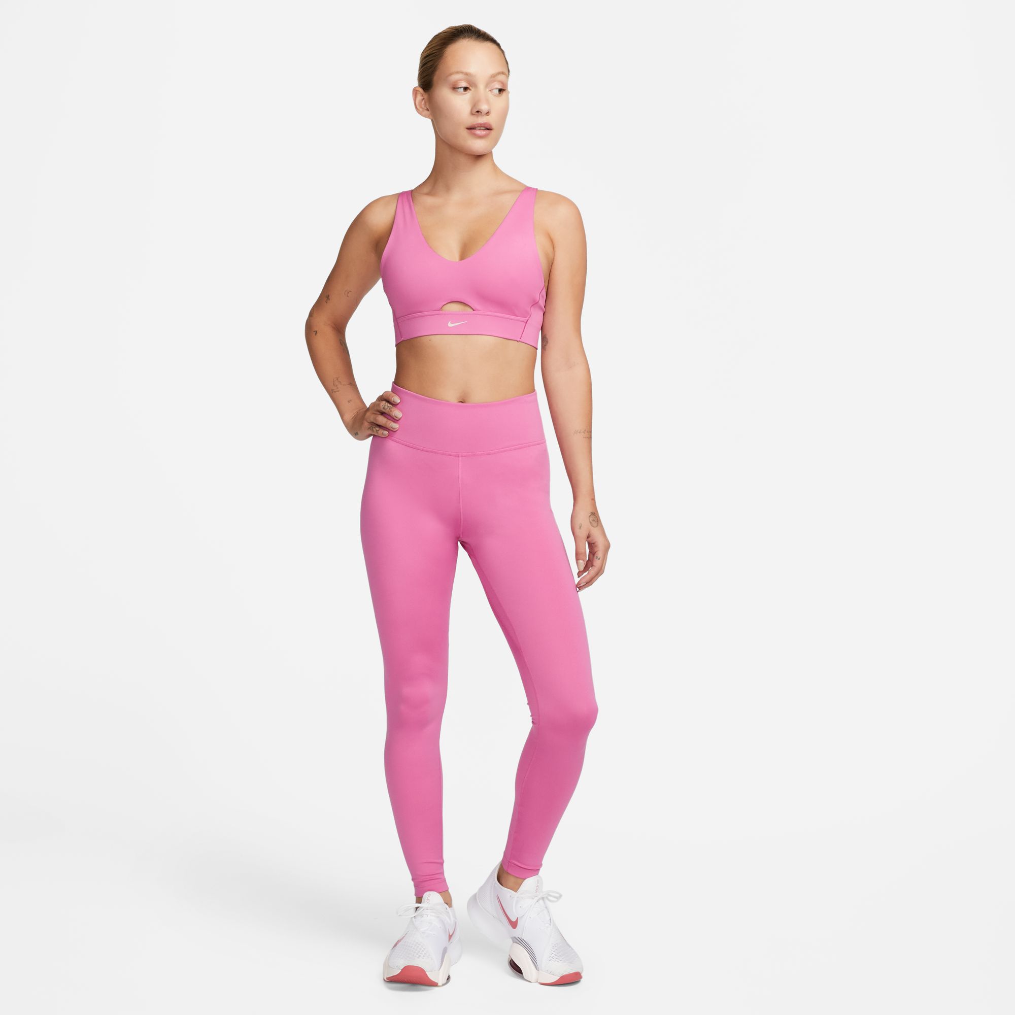 Indy Plunge Cutout Polstret Sports-BH Cosmic Fuchsia/Fossil Stone