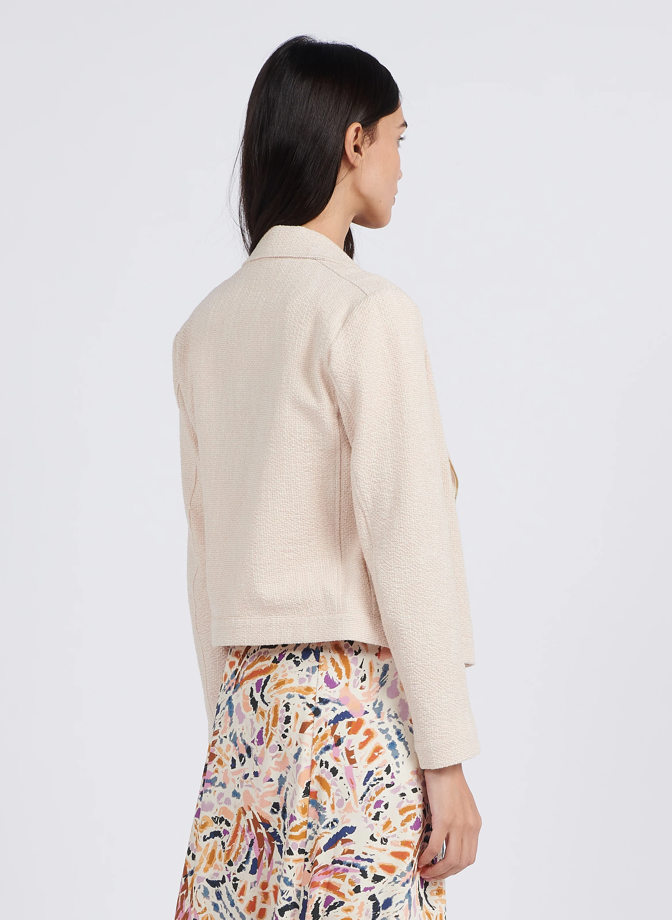 Veste col tailleur en coton mélangé | Rose