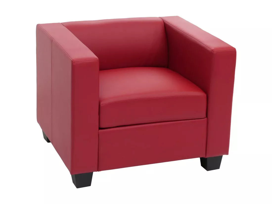Fauteuil lounge Lille, cuir reconstitué, rouge