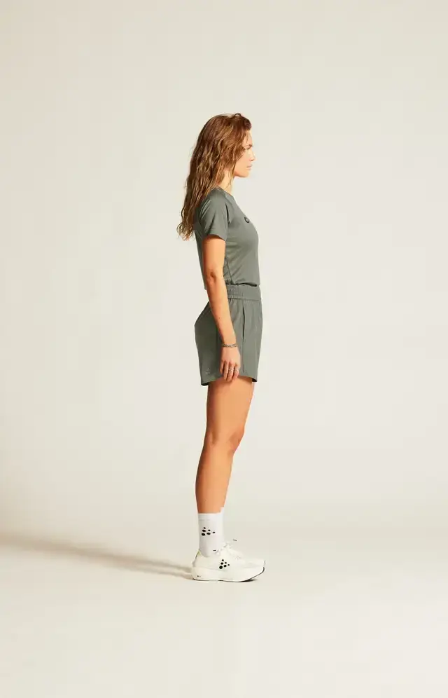 Craft CORE Unify Logo Hardloopshirt Korte Mouwen Grijs/Groen Dames