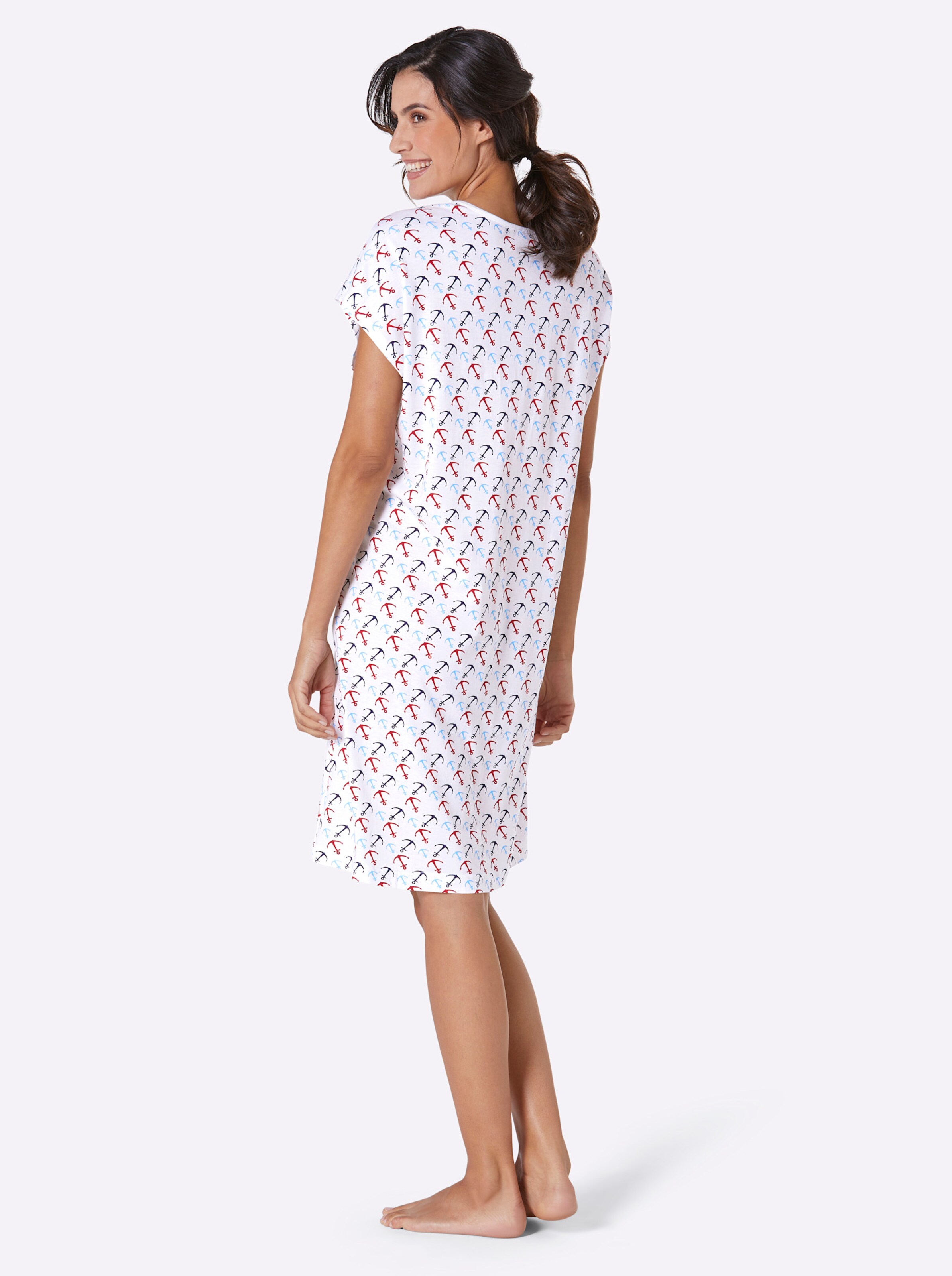 feel good Sommerkleid in weiß-bedruckt + marine-bedruckt
