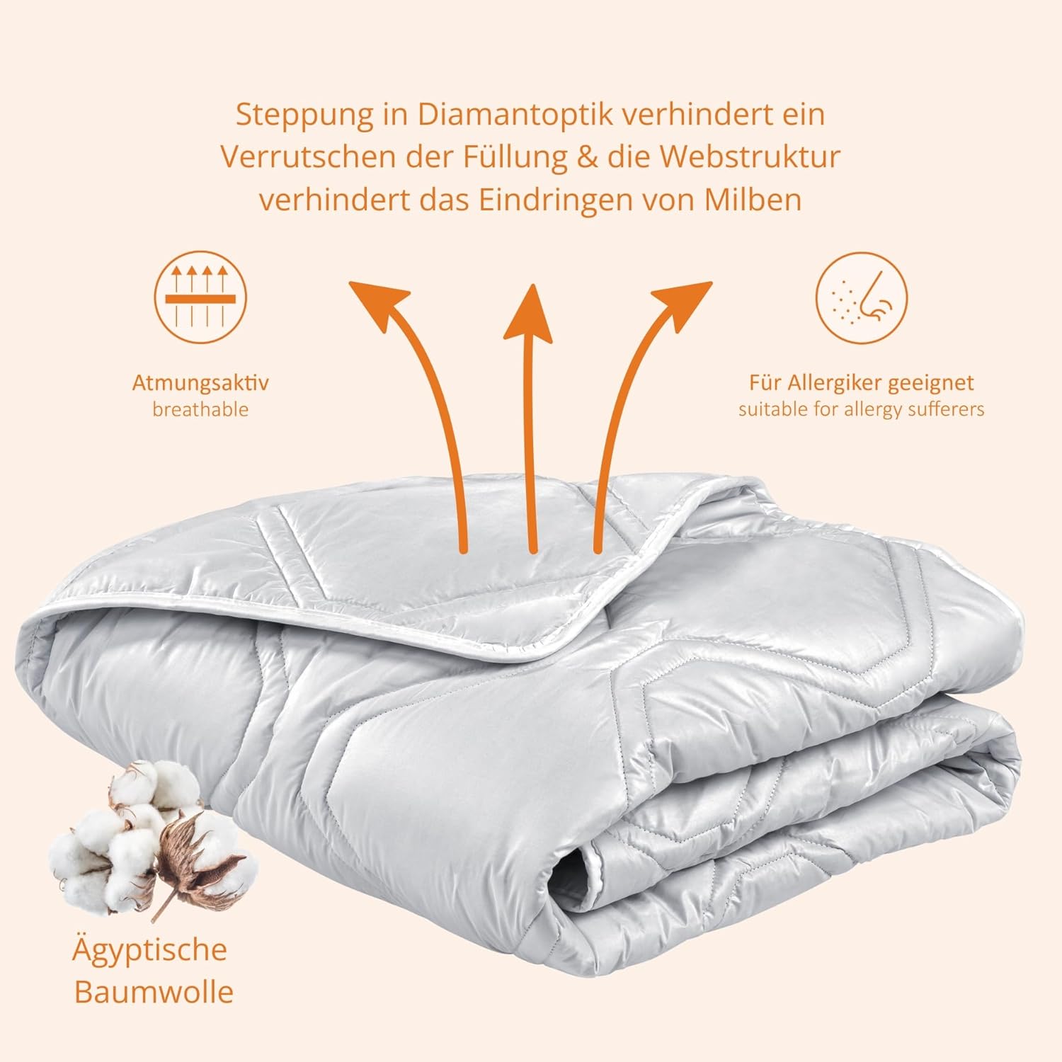 sleepling Bettdecke Kaschmir 135x200 cm, 100% Cashmere Decke, Luxus Kaschmirdecke, Steppdecke, Ganzjahresdecke 135 x 200, Made in Germany, ägyptische Baumwolle, Ökotex 100