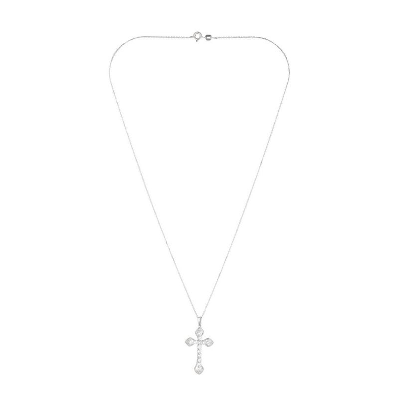 Pendentif Or Blanc Diamant et Topaze