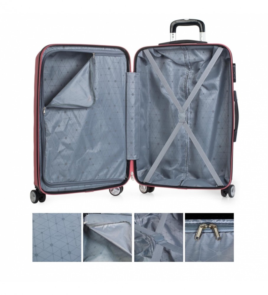 Mala de viagem rígida ITACA com 4 rodas T71660 Coral - 61 x 44 x 26 cm -