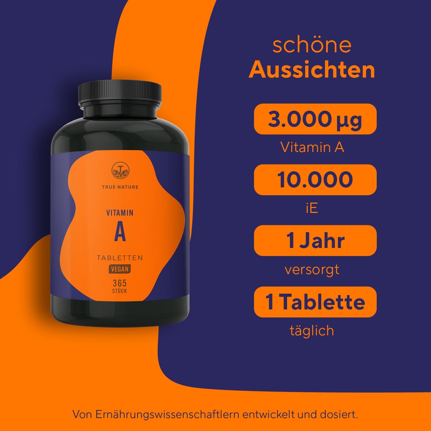 TRUE NATURE® Vitamin A Tabletten - Vegan & Made in Germany
