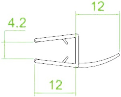 Kierdichting geschikt voor 5-6mm glas, lengte 2010 mm