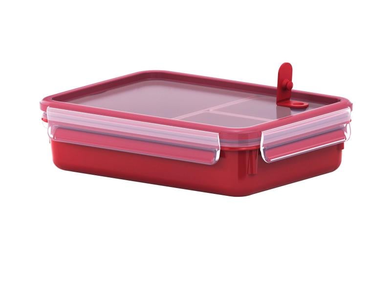 Emsa Mikrowellendose Clip & Micro 1.2 l, Rot Praktischer Aufbewahrungsbehälter für die Mikrowelle