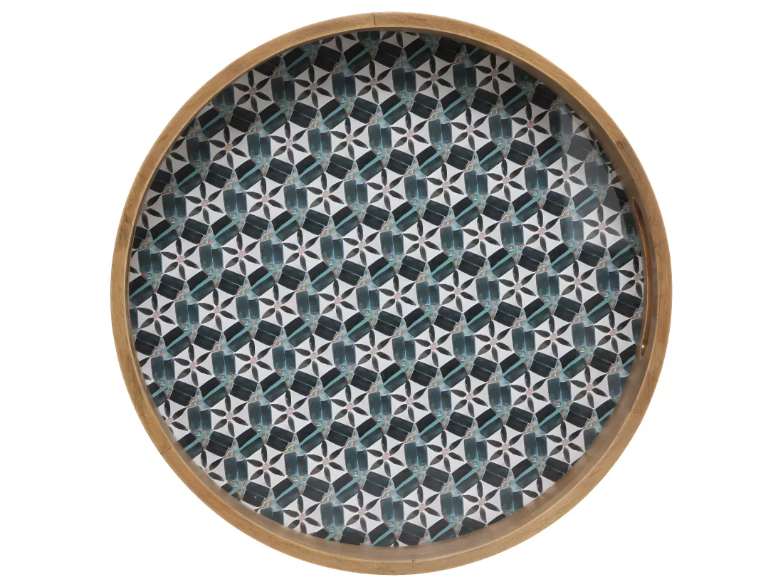 Set de 2 Plateaux en Bois et Verre