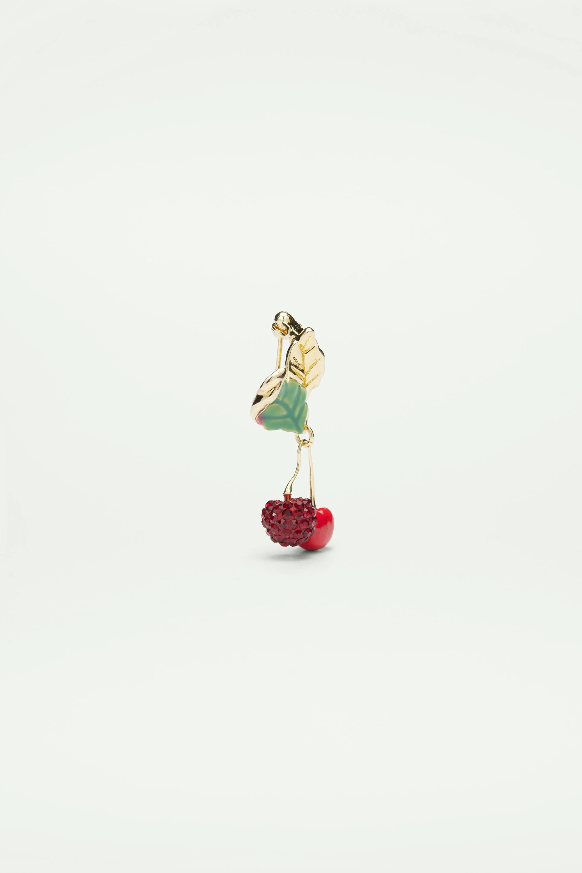Broche cerises et feuilles | Rouge