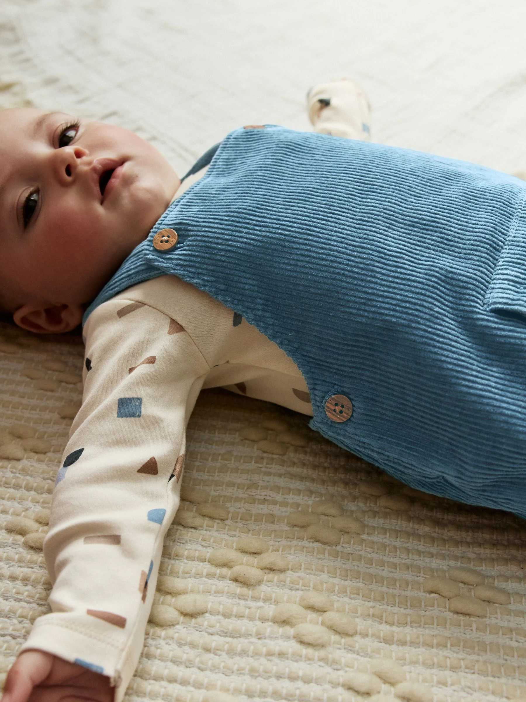 Normaal blauw - Babyset van tuinbroek en rompertje (0mnd-2jr)