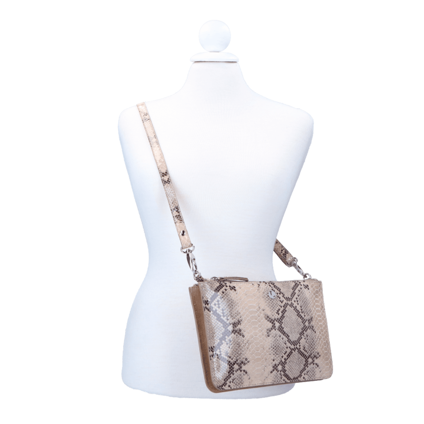 By LouLou Crossbody Clutch Serpentes Beige Silver